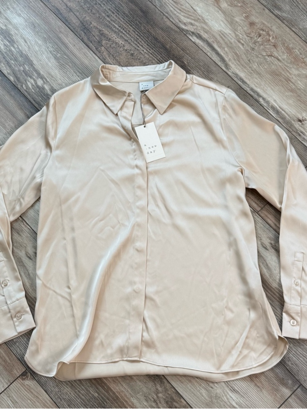 a new day Beige Button-Front Shirt